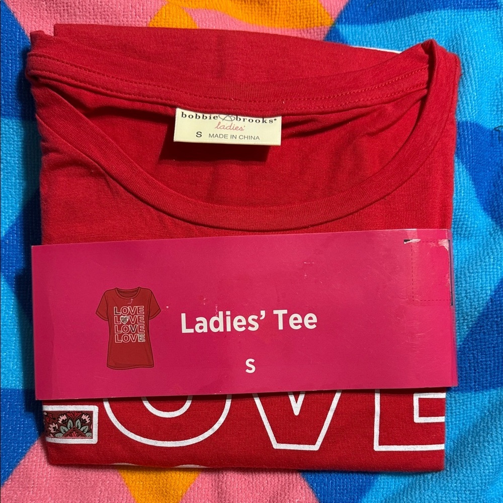 Bobbie Brooks Red Ladies' Tee with Love Print